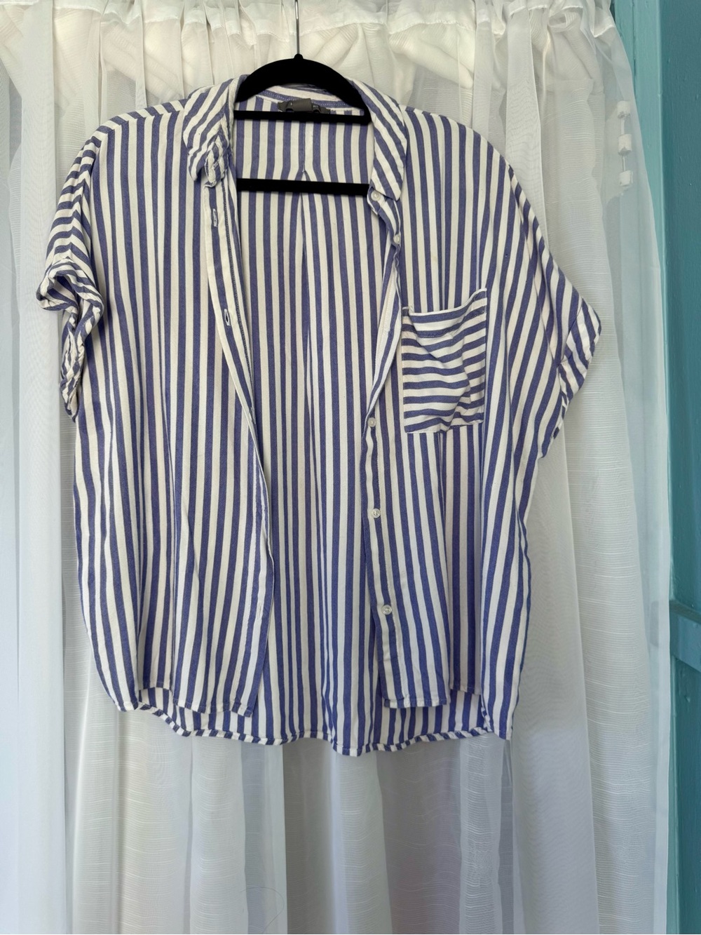 Primark Blue and White Vertical Stripe Shirt